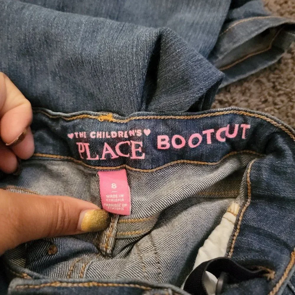 The Children's Place Girls Blue Pockets Mid Rise Denim Bootcut Jeans Size 8